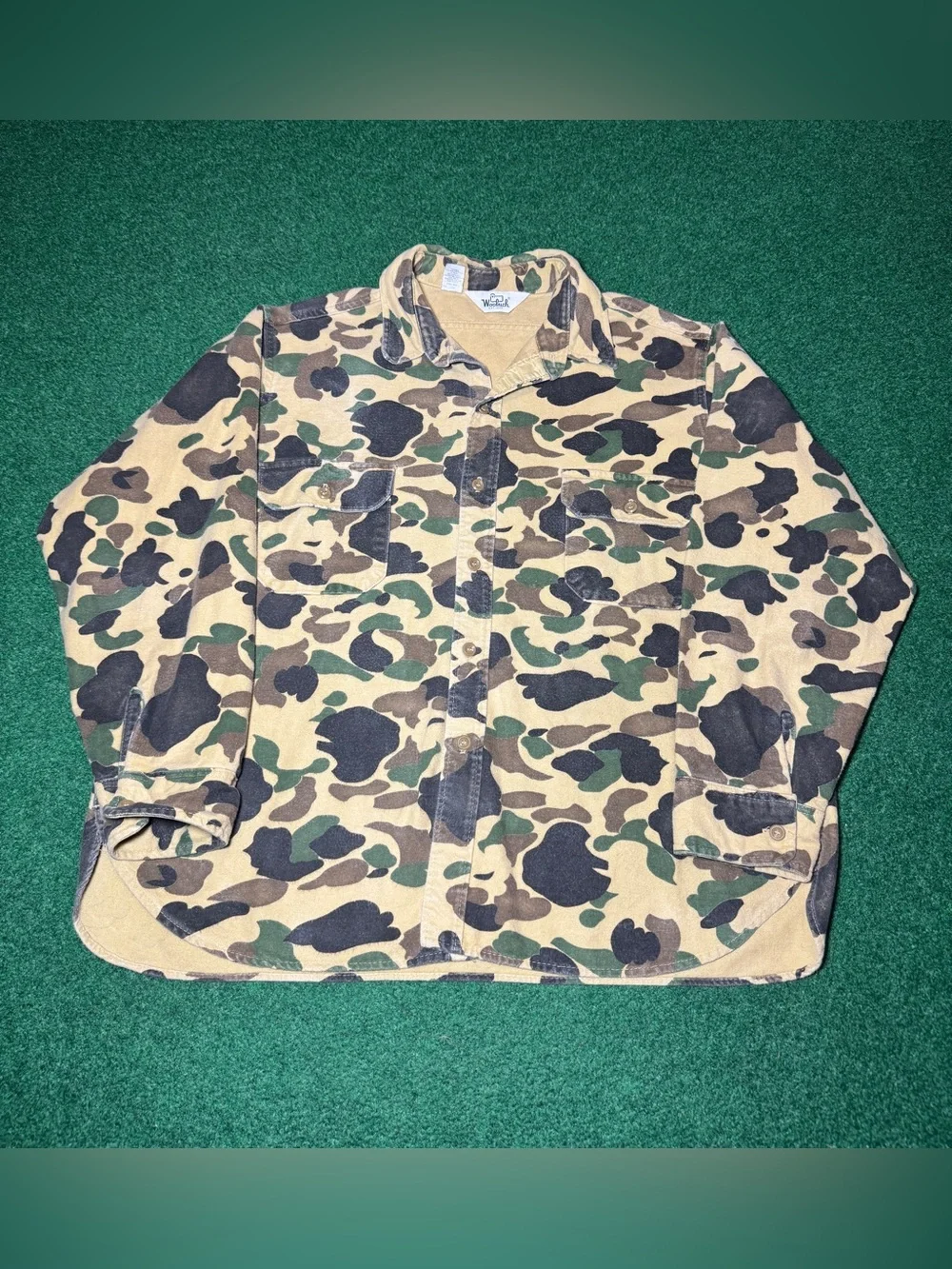 Woolrich Duck Camo Chamois Button Up Flannel Vintage 80s 90s XXL Shirt